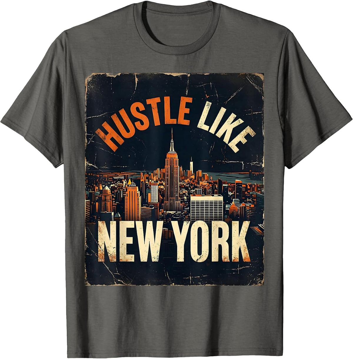 Hustle Like New York City Graphic Design T-Shirt - Asphalt Grey