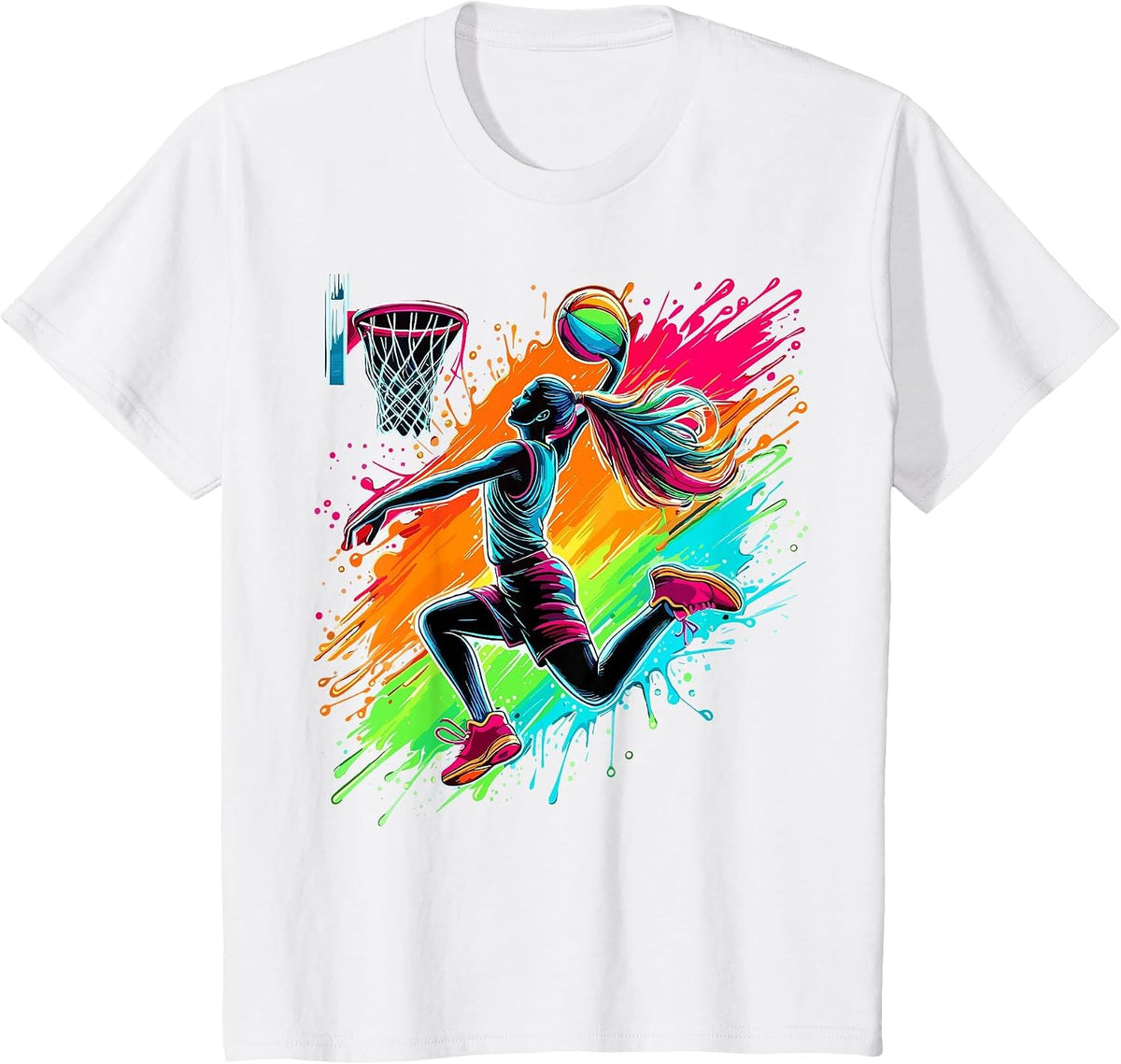 Basketball Player Girl Basketballer T-Shirt - White