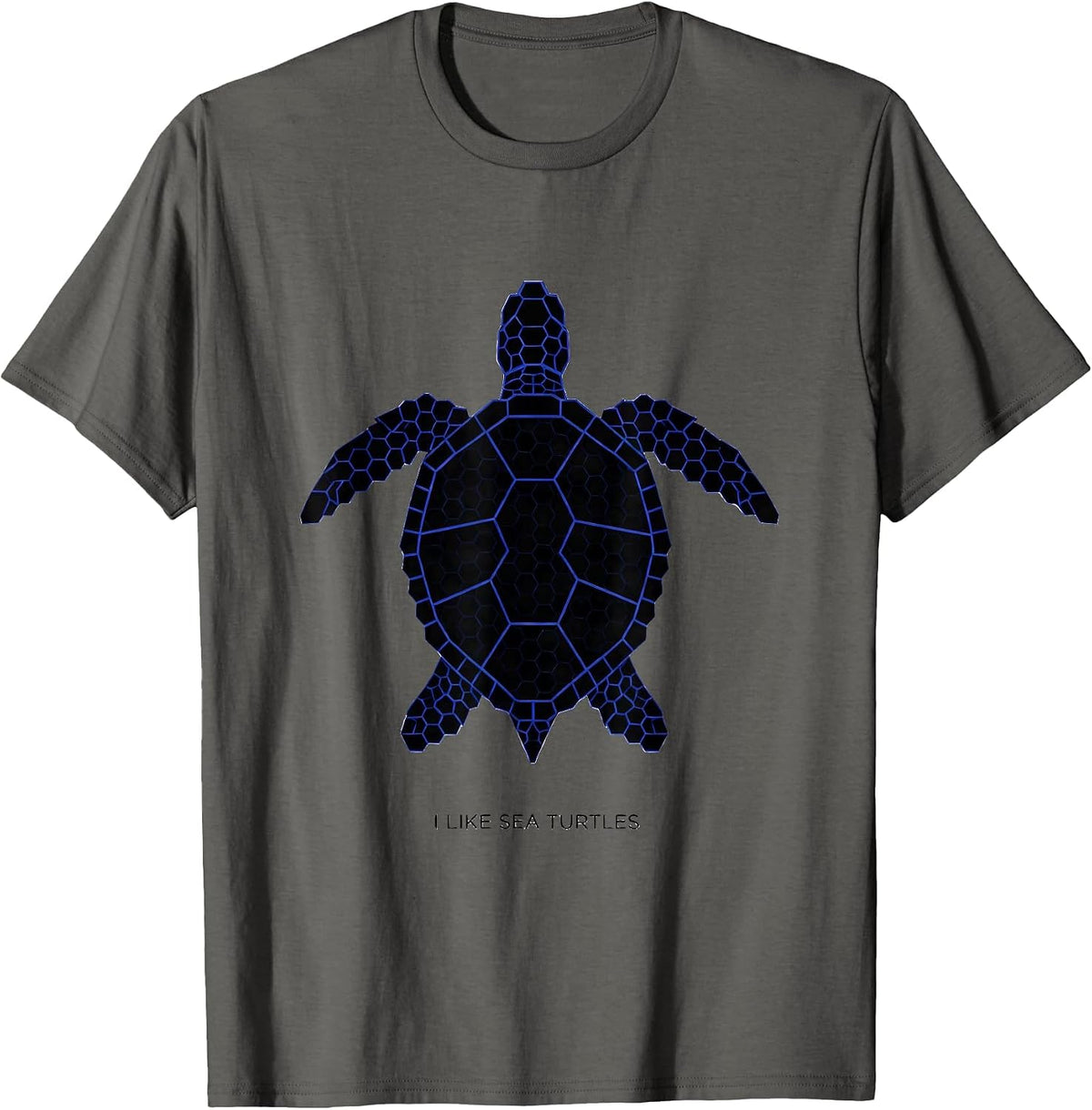 Men's I Like Sea Turtles Geometric Sea Turtle Lover Animal Humor T-Shirt - Asphalt Grey