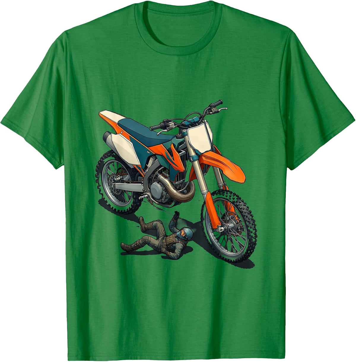 Men's Dirt Bike Crash Funny Motocross Rider Gift T-Shirt - Kelly Green