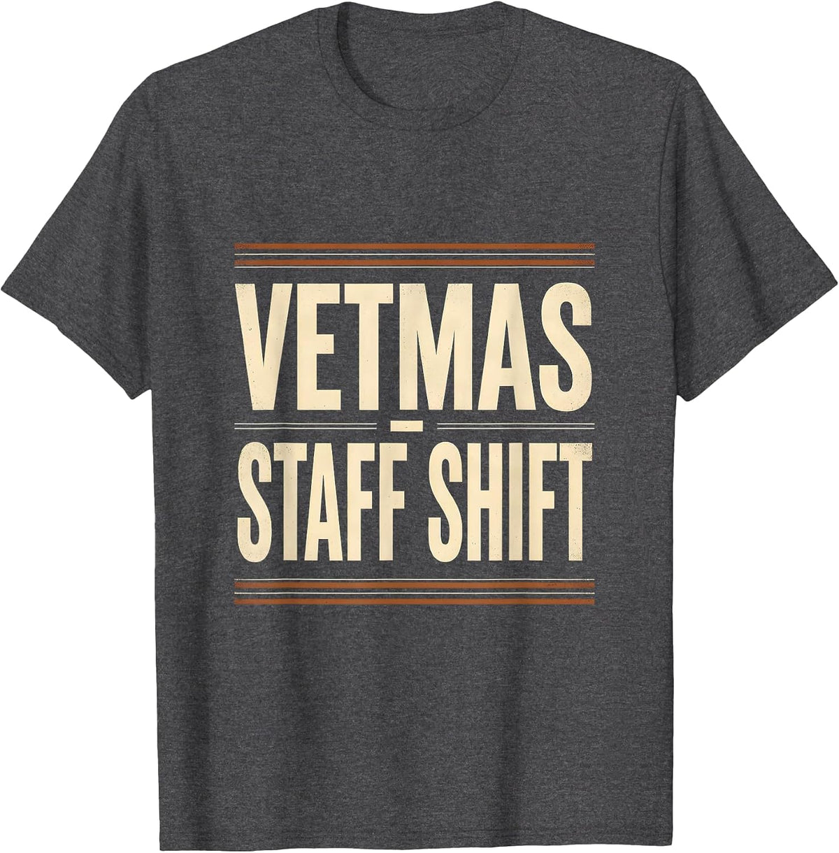 Vetmas Staff Shift Funny Vet Tech Christmas Veterinary Crew T-Shirt - Dark Heather Grey