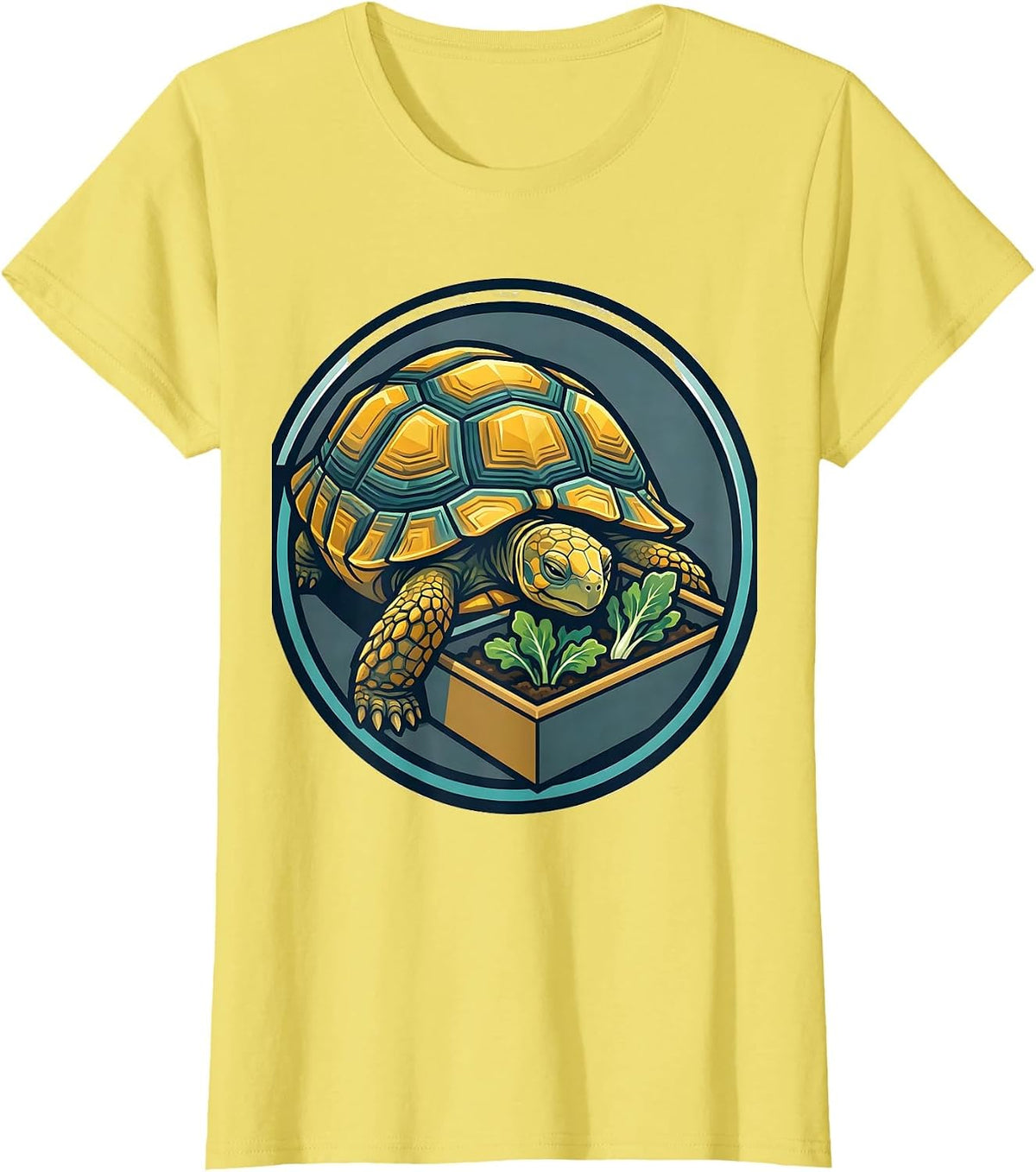 Sealed Turtle Badge Flat Vector Pet Lover Humor T-Shirt - Lemon Yellow