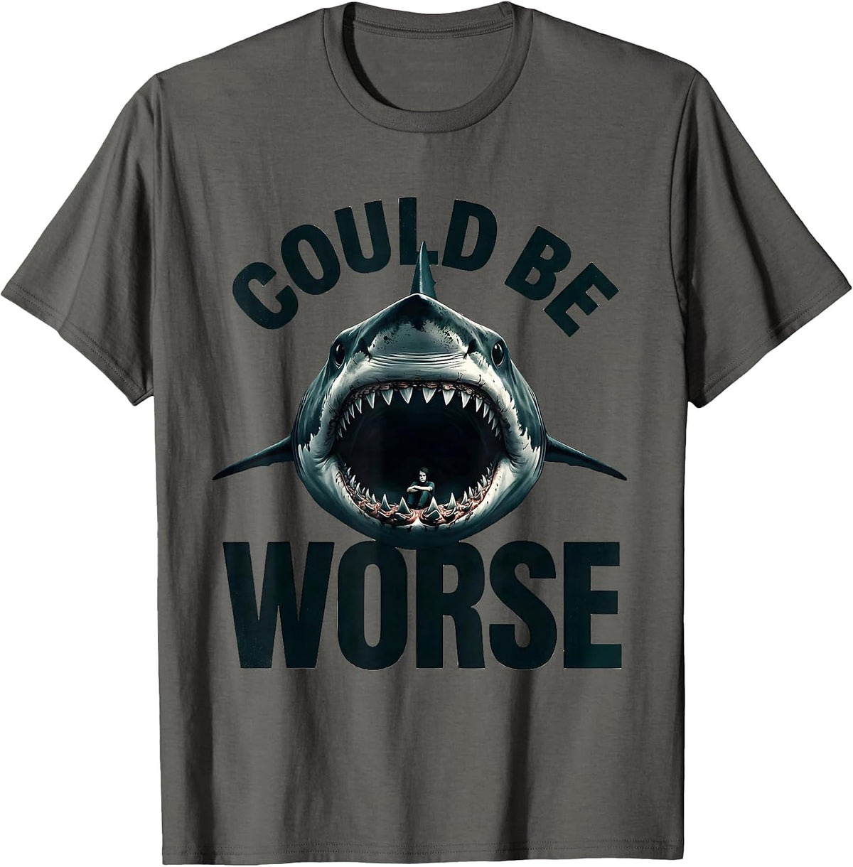 Men's Could Be Worse Funny Shark Jaw Halloween Costume T-Shirt - Asphalt Grey