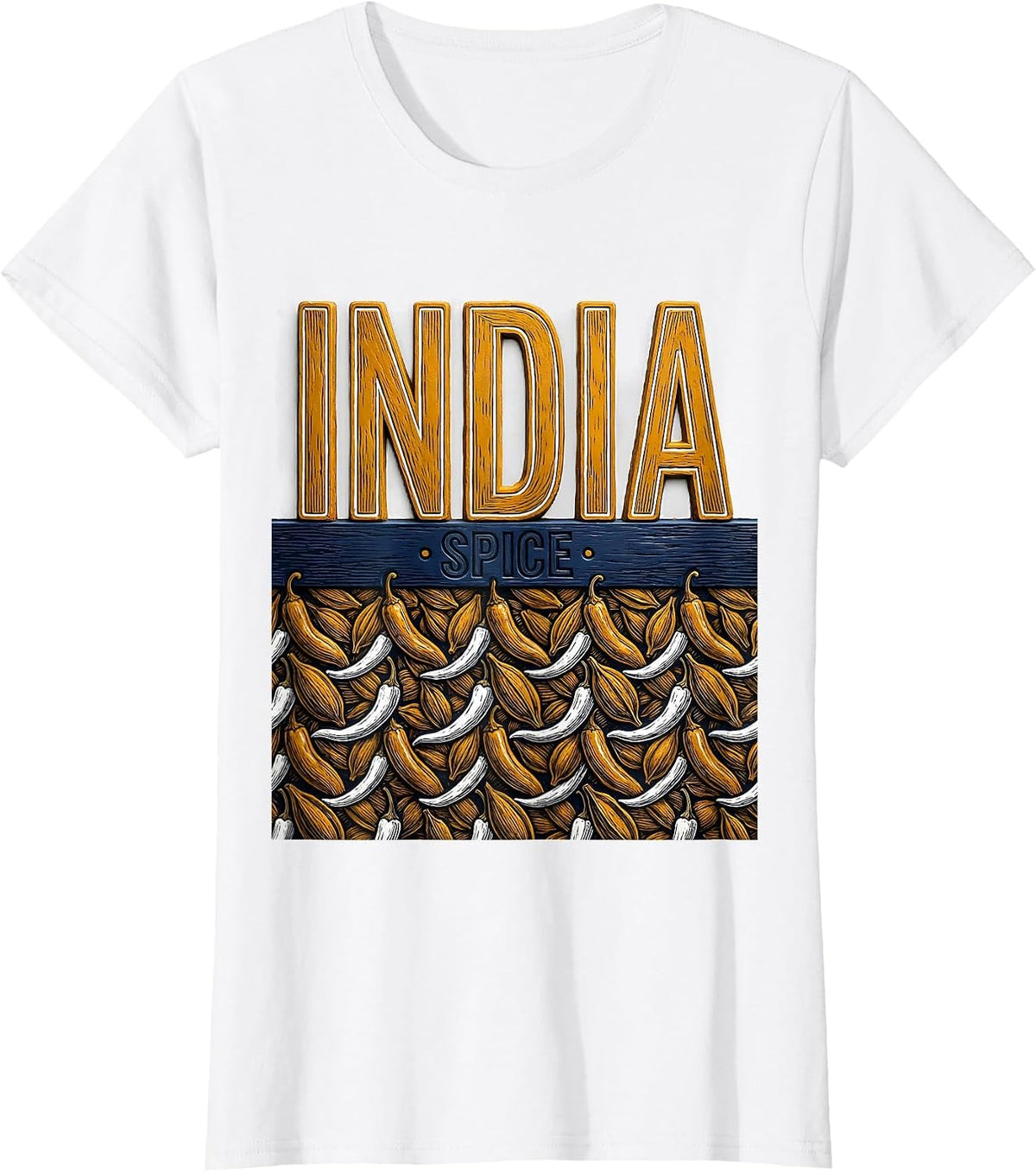 INDIA SPICE Bold Retro National Pride T-Shirt - White