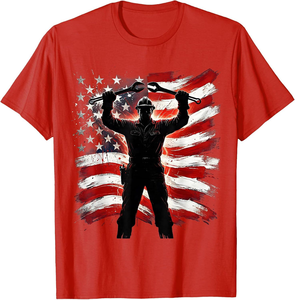 Men's True Patriot Steelworker Blazing Furnace Silhouette T-Shirt - Red