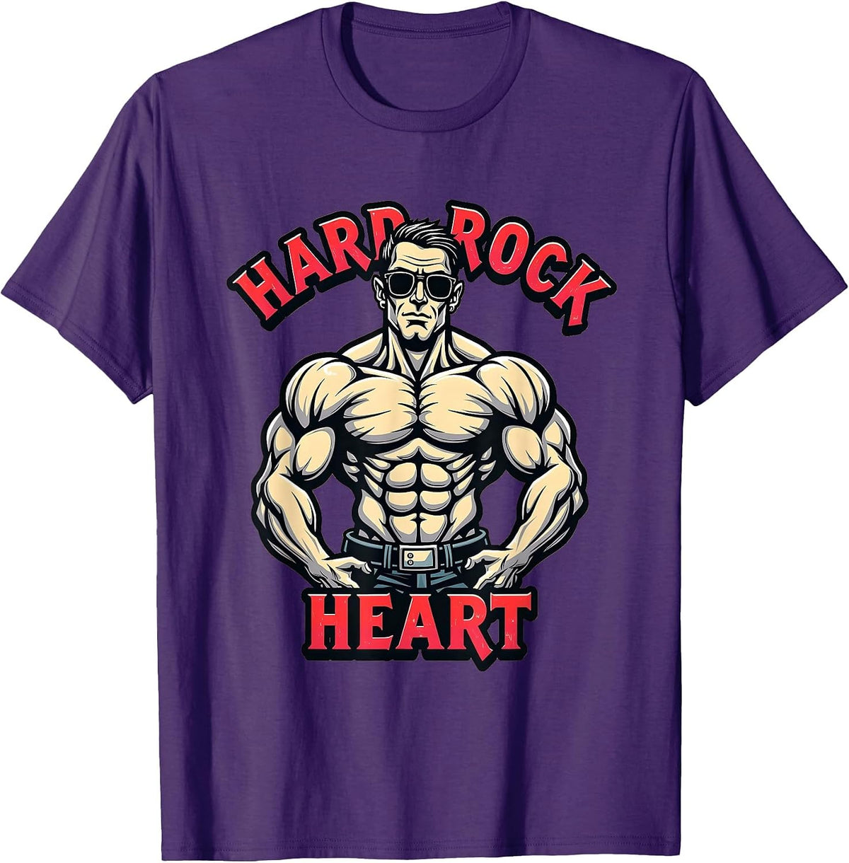 Hard Rock Heart Bold Rock Music Design T-Shirt - Purple
