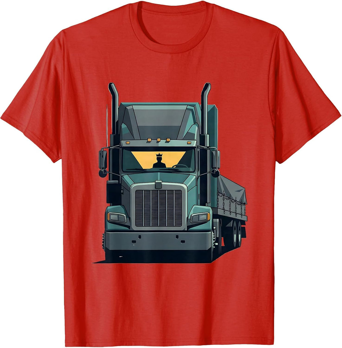 Men's Semi Trucker Flatbed Driver Humor T-Shirt - Red