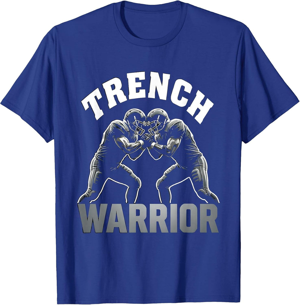 Men's Trench Warrior Football Lineman Graphic Design T-Shirt - Royal Blue