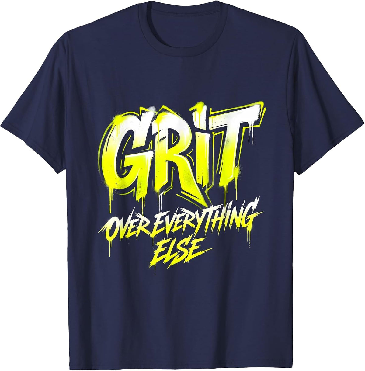 Grit Over Everything Motivational Design T-Shirt - Navy Blue