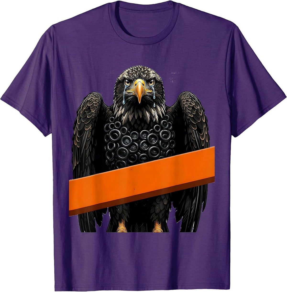 Men's Crying Bald Eagle Wrapped in Bubble Wrap Sarcastic T-Shirt - Purple