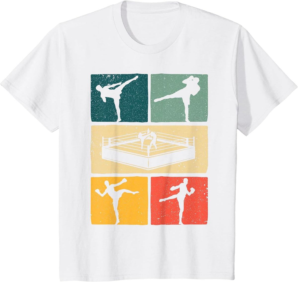 Vintage Kickboxing Art for Men Women Kickboxer Sports Lover T-Shirt - White