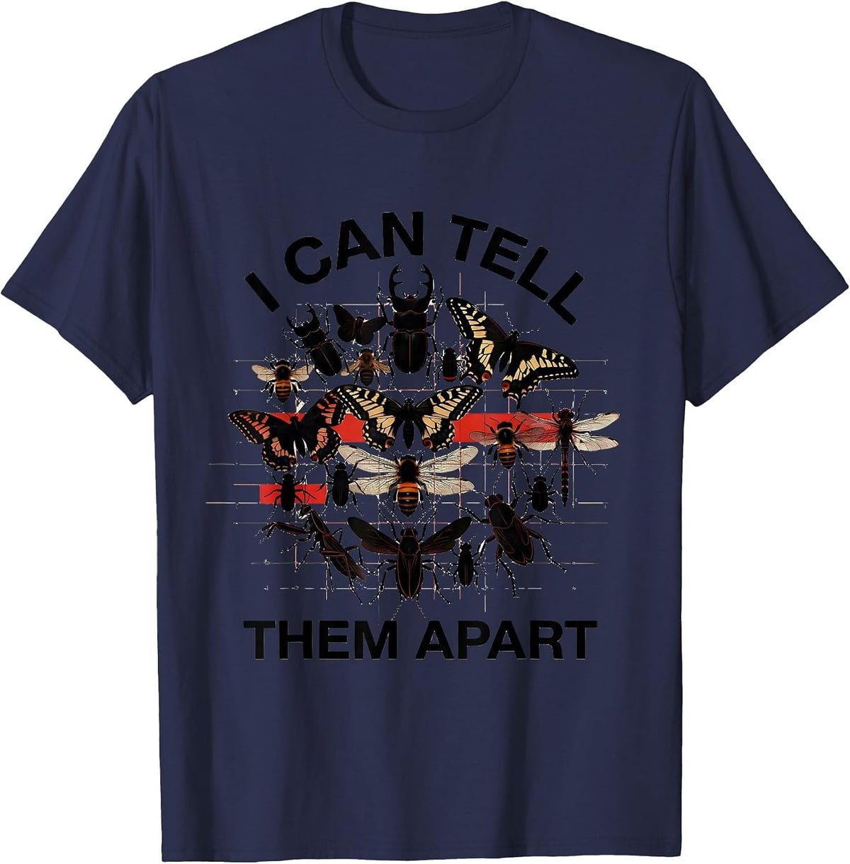 Men's I Can Tell Them Apart Entomology Bug Collector Insect Humor T-Shirt - Navy Blue