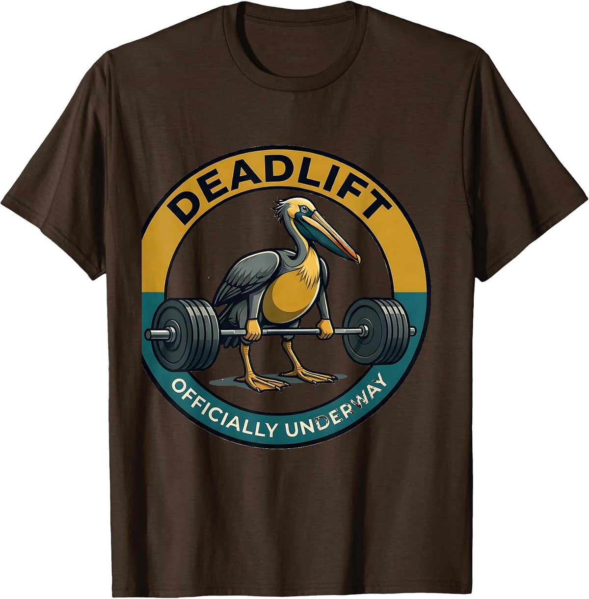 Men's Deadlift Officially Underway Midcentury Modern Gym Humor T-Shirt - Brown