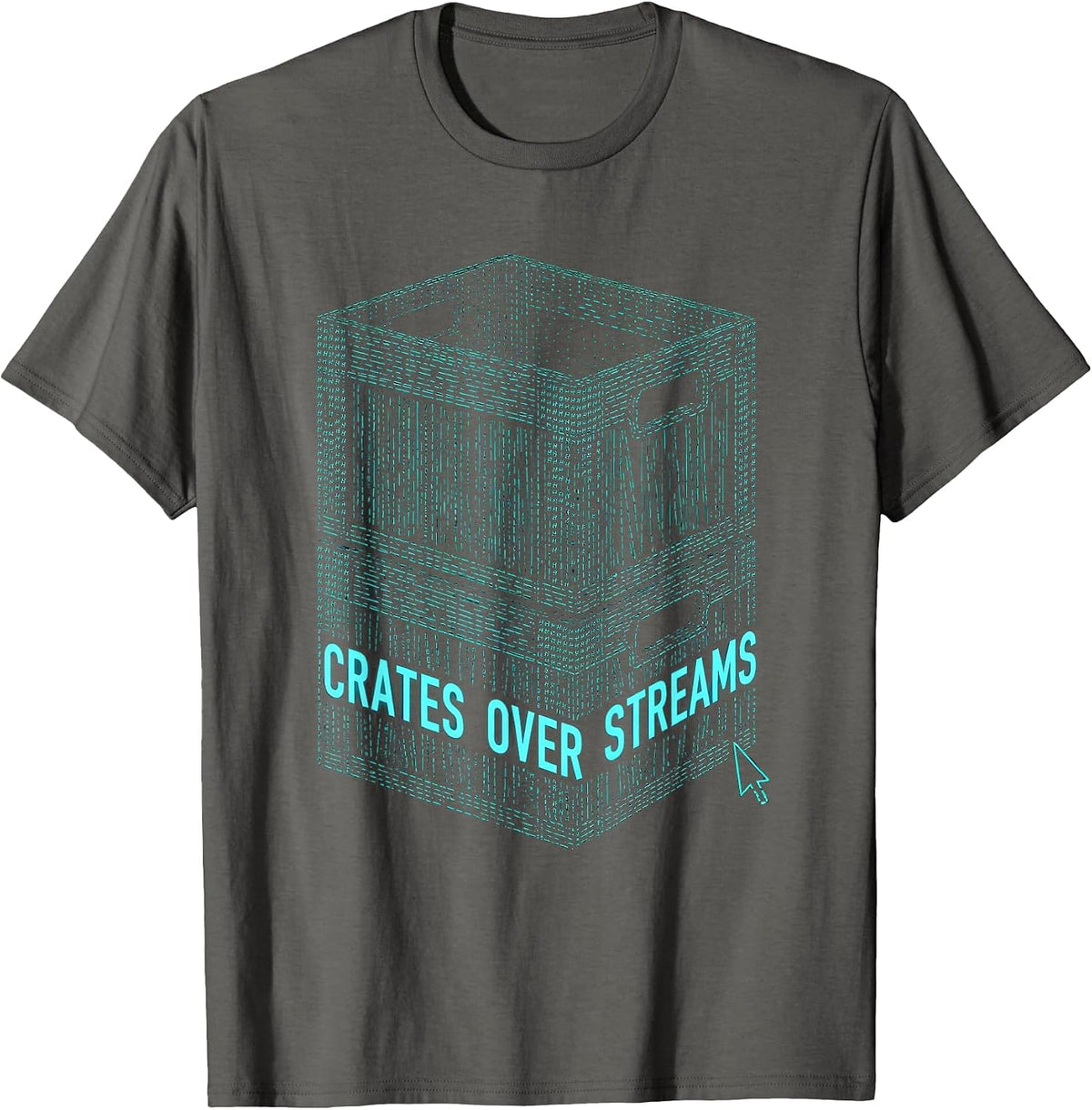 Crates Over Streams Ascii Terminal Hip-Hop Lyric Quote T-Shirt - Asphalt Grey