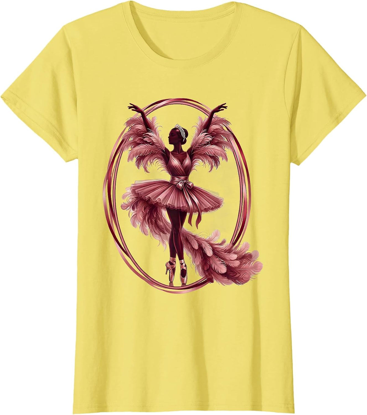 Fabulous Feather Boa Glam Diva Illustration T-Shirt - Lemon Yellow