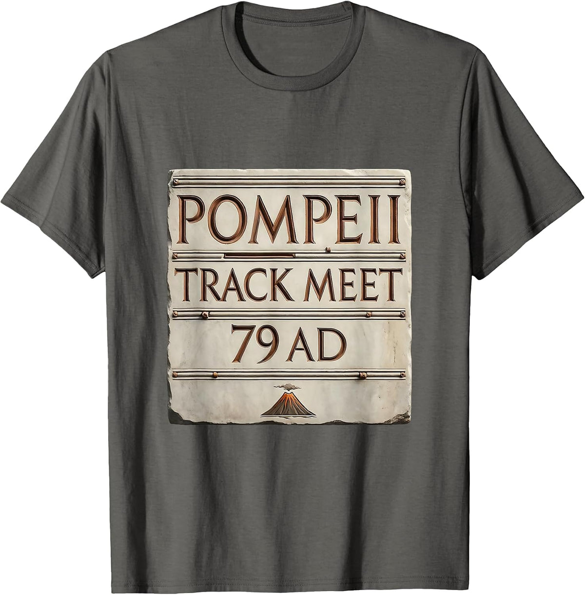 Men's Pompeii Track Meet 79 AD Funny History Volcano Humor T-Shirt - Asphalt Grey