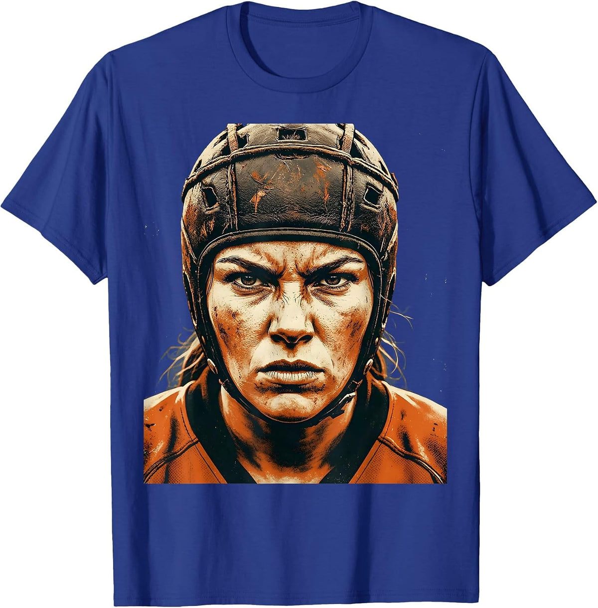 Rugby Player Focused Headguard Illustration T-Shirt - Royal Blue