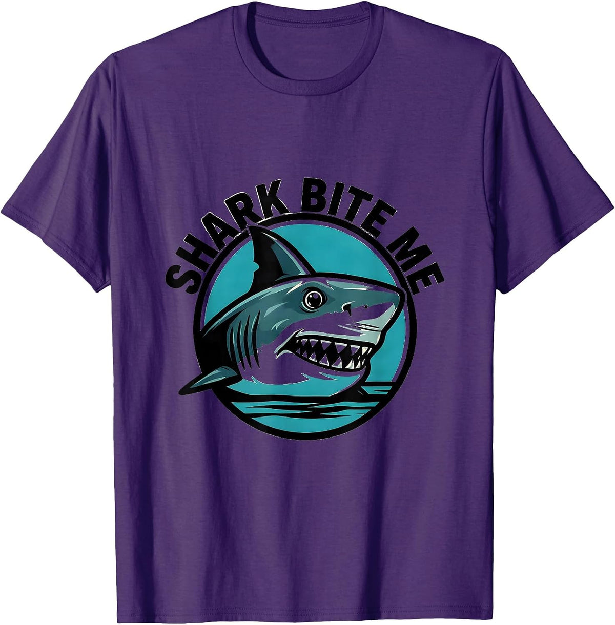 Shark Bite Me Funny Shark Lover Ocean Wildlife Humor T-Shirt - Purple