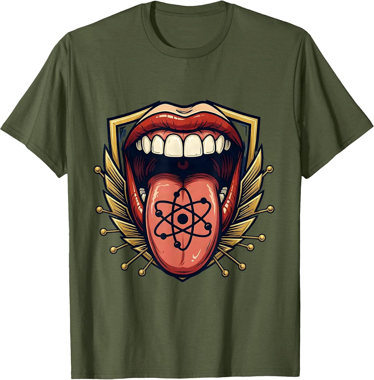 Men's Can I Lick It Periodic Table Chemistry Humor T-Shirt - Olive Green
