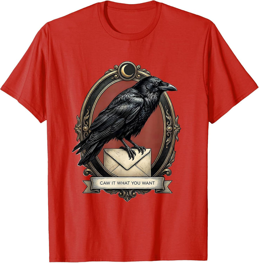Men's Caw It What You Want Gothic Crow Raven Halloween Humor T-Shirt - Red