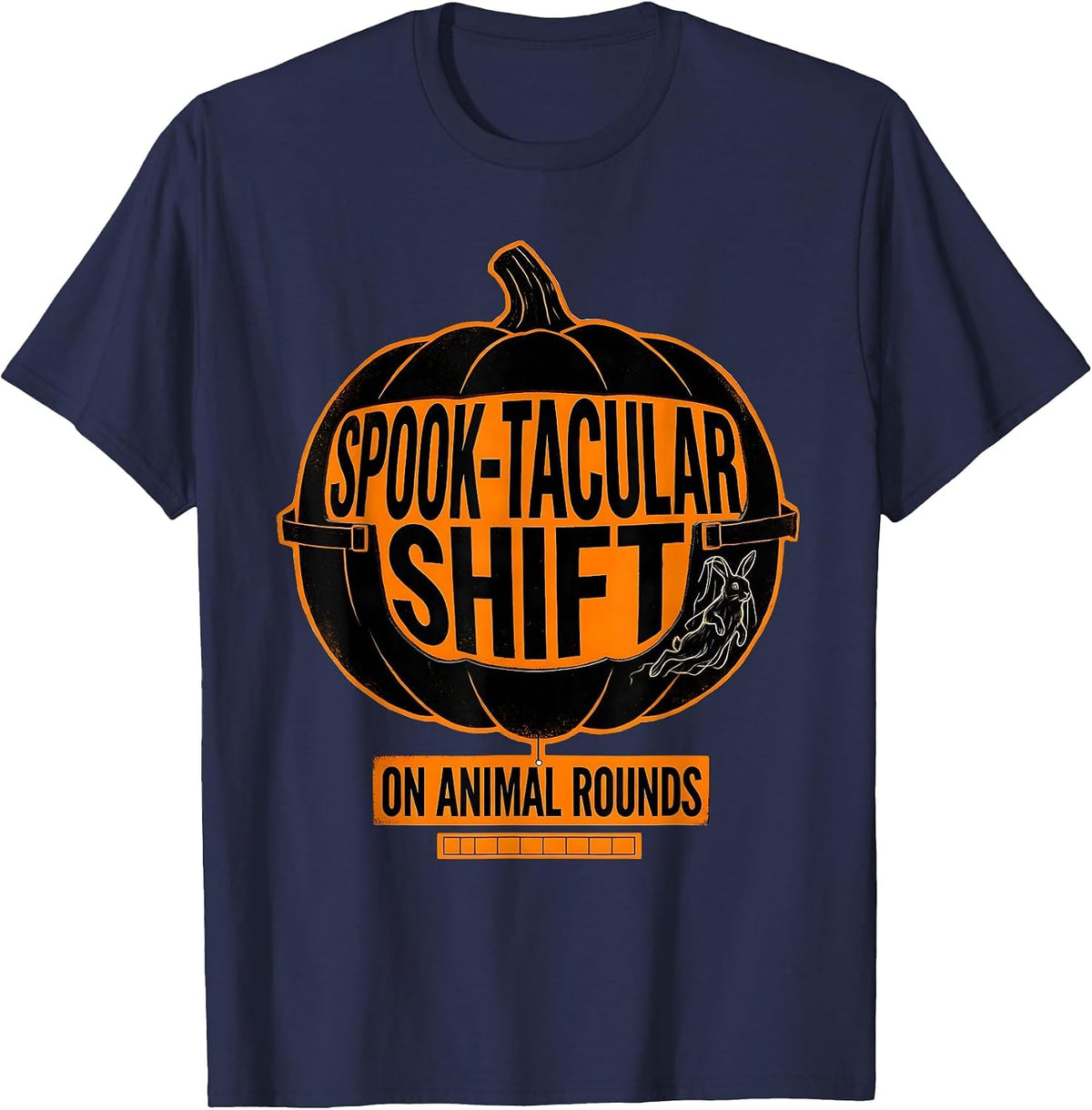Spook-tacular Shift, On Animal Rounds Funny Vet Tech T-Shirt - Navy Blue