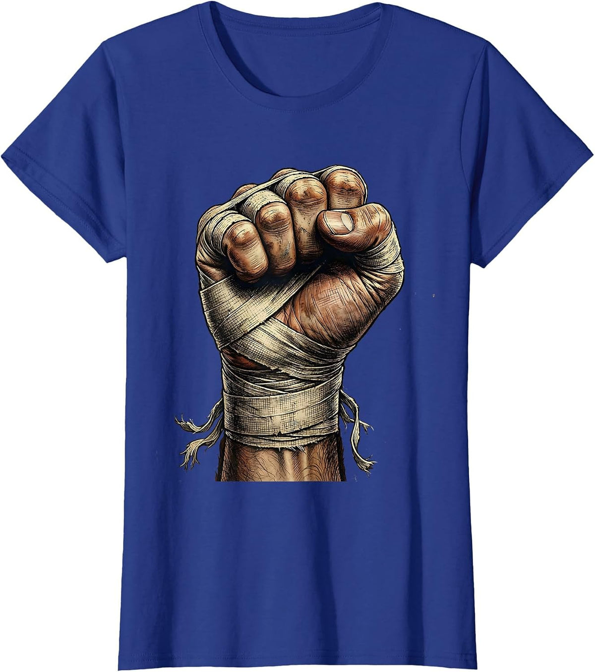 Women's Boxing Wrapped Fist Graphic Tee T-Shirt - Royal Blue