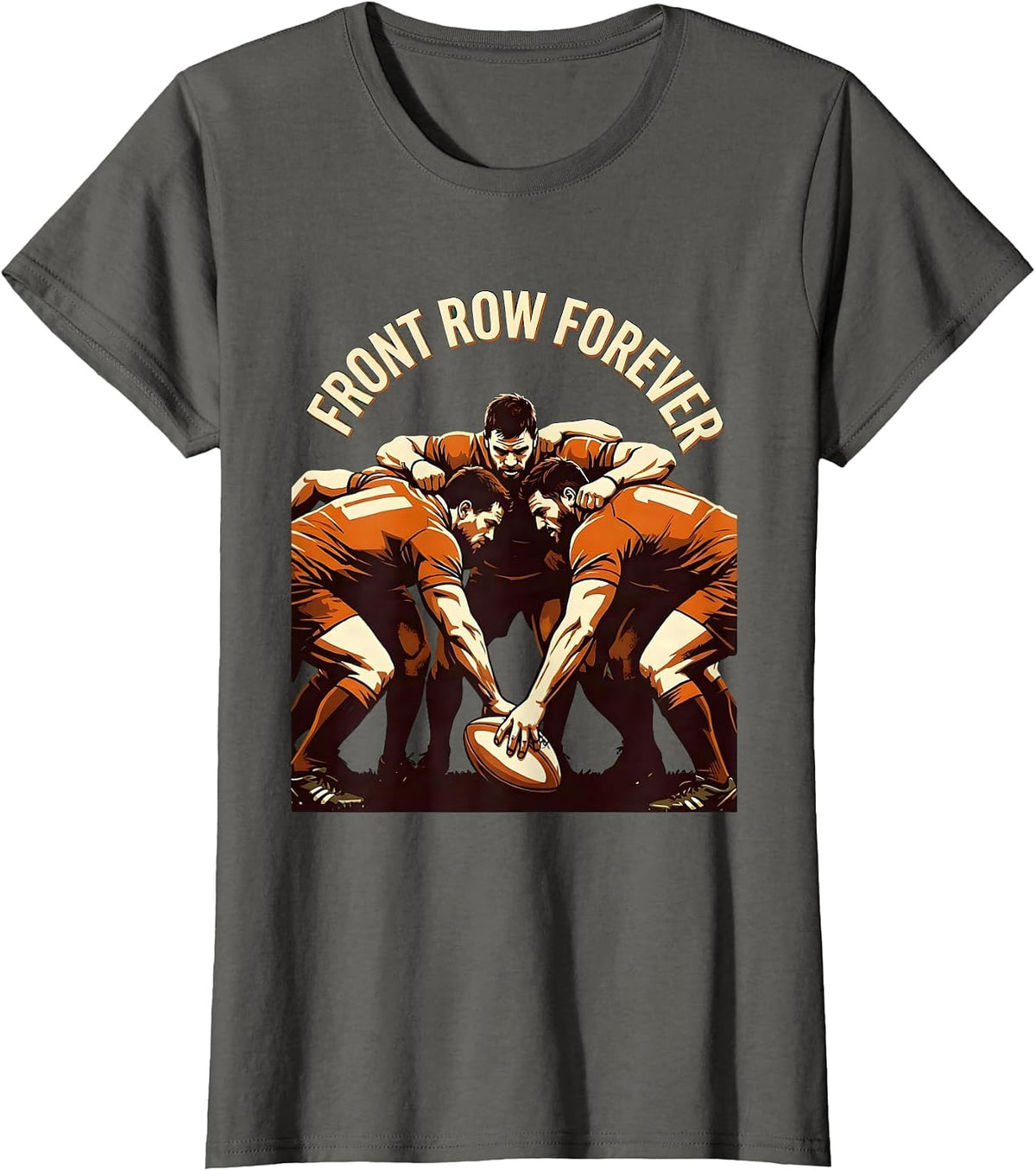 Women's Front Row Forever Rugby Graphic Design T-Shirt - Asphalt Grey