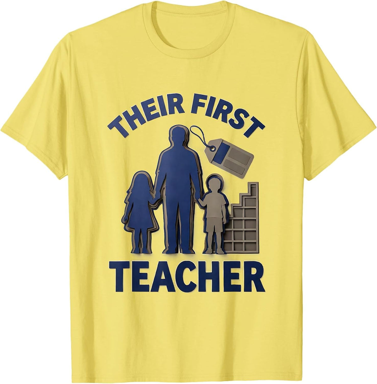 Men's Their First Teacher Head Start Early Childhood Teacher Back T-Shirt - Lemon Yellow