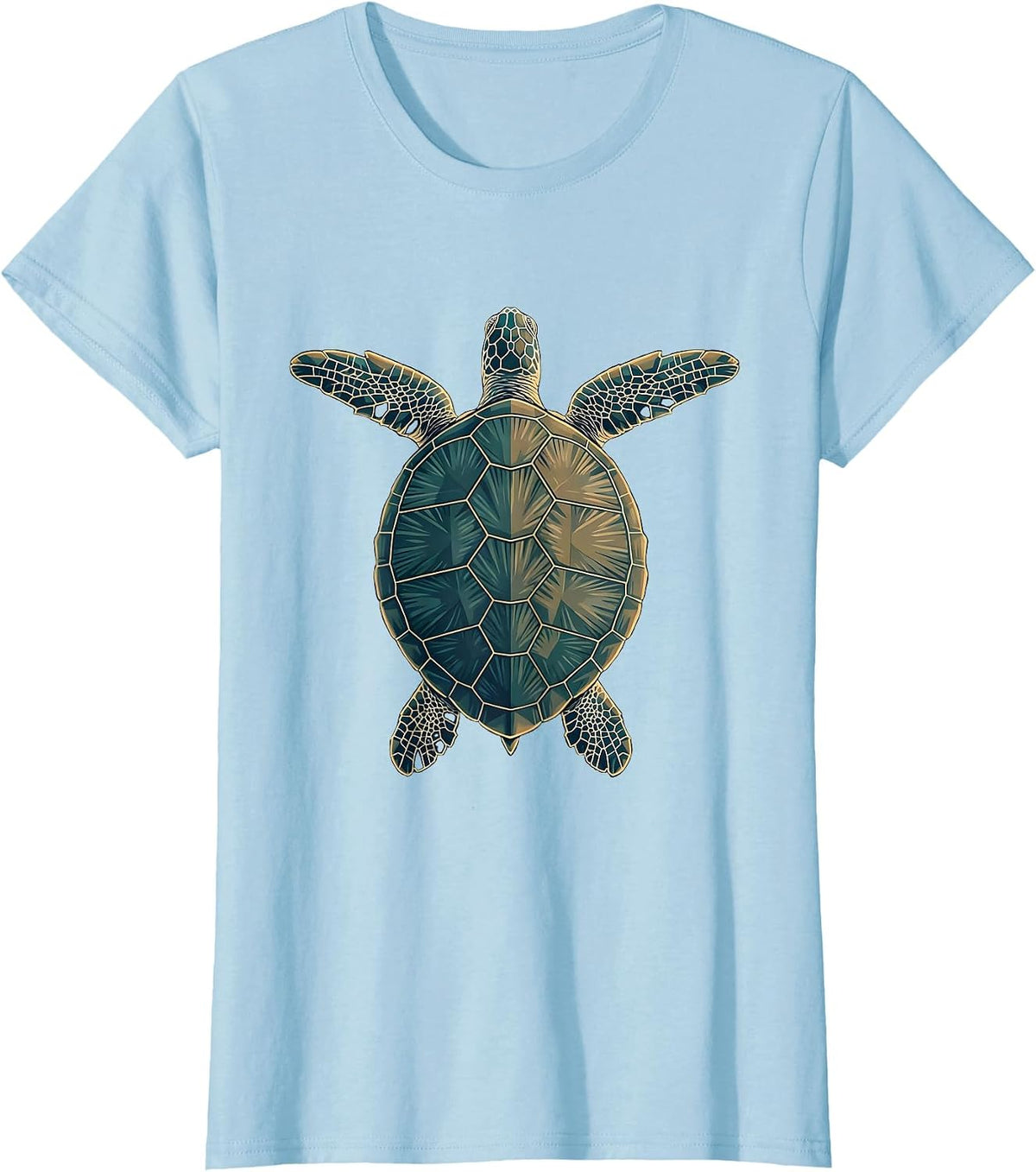 Sea Turtle Underwater View From Below Design T-Shirt - Baby Blue
