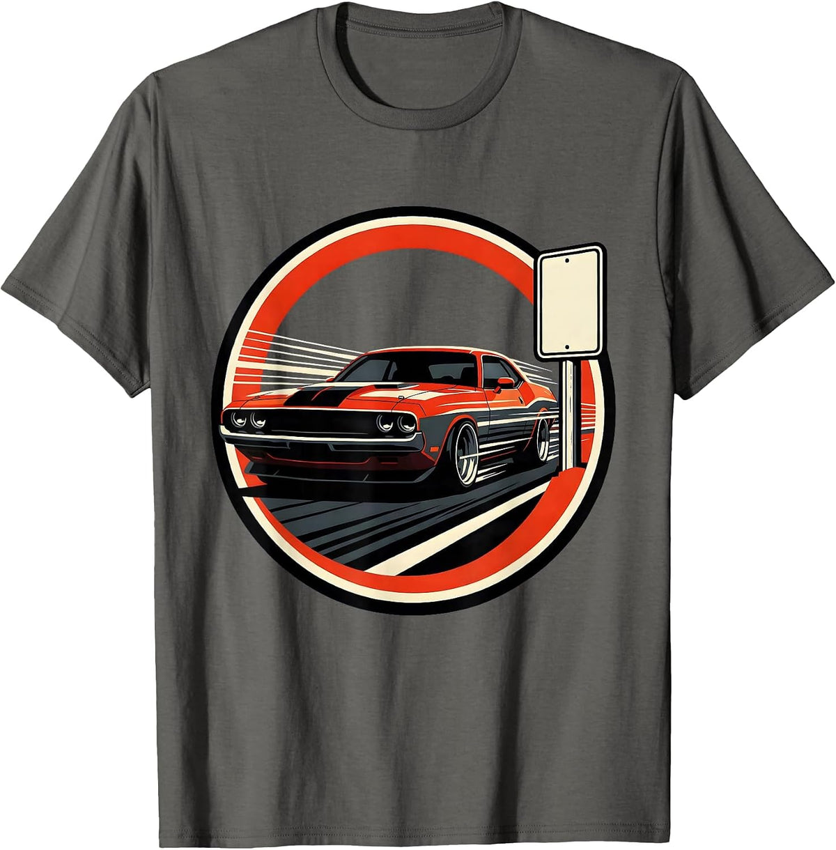 Men's Racing Lifestyle Labor Day Muscle Car Design T-Shirt - Asphalt Grey