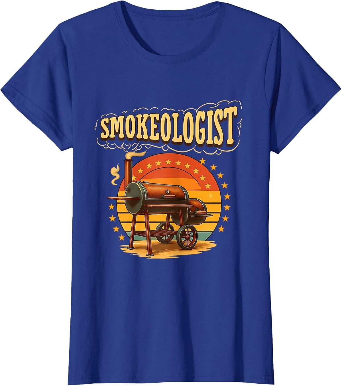 Vintage Smokeologist Pitmaster BBQ Smoker Grilling Barbecue T-Shirt - Royal Blue