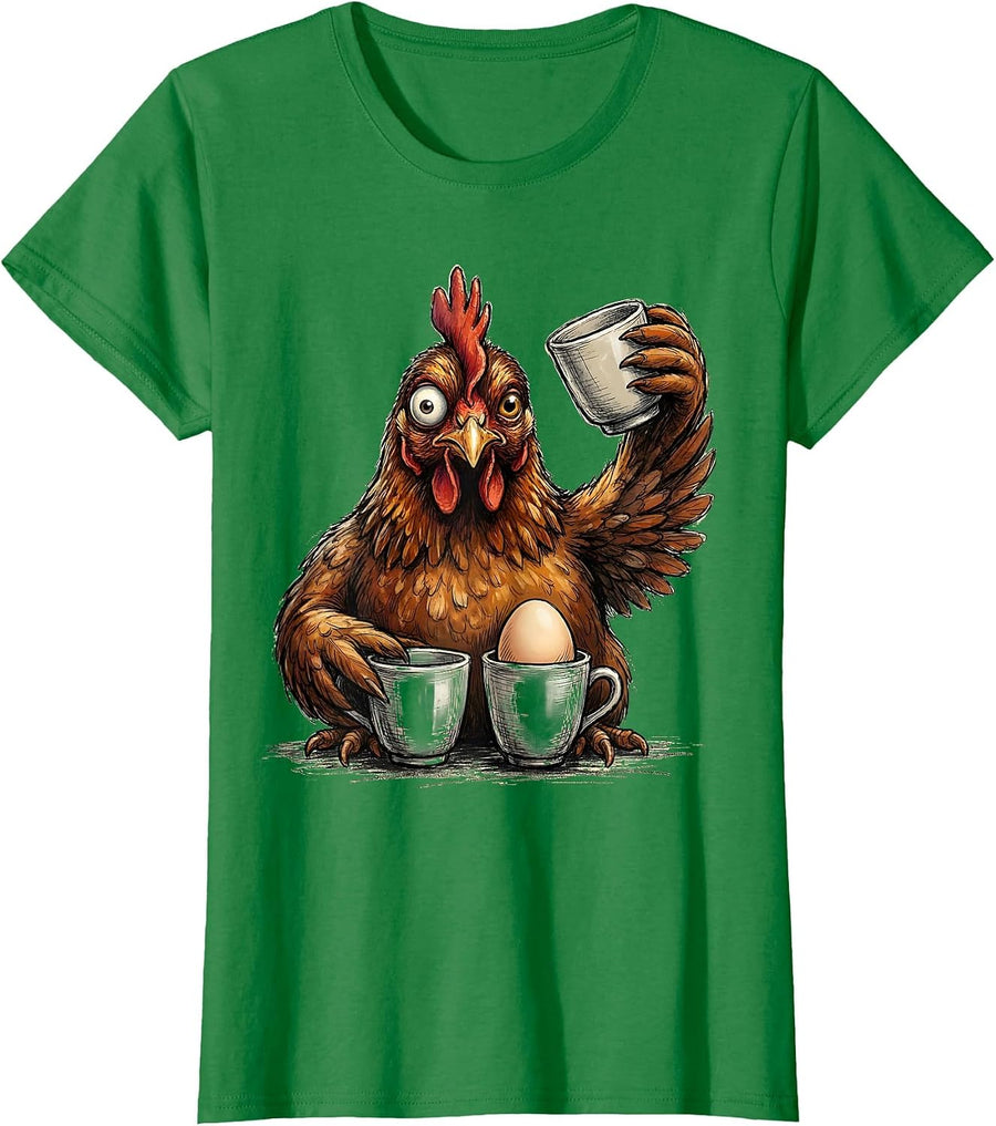 Women's Chicken Game Funny Novelty Gift for Chicken Lovers T-Shirt - Kelly Green