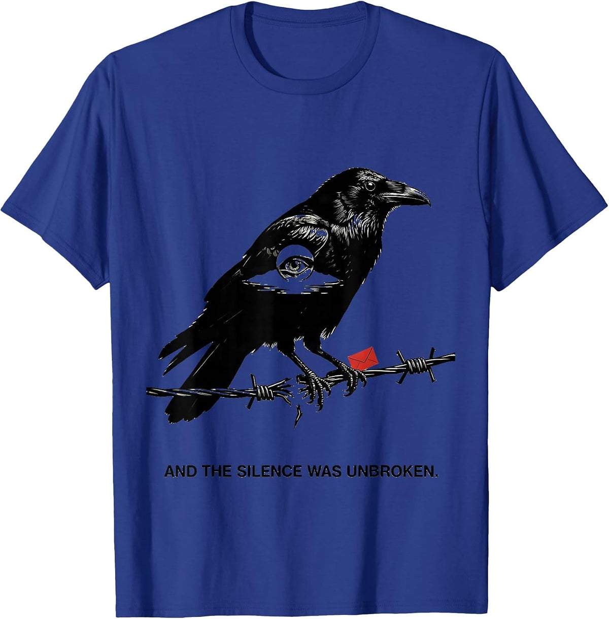 Men's And The Silence Was Unbroken Gothic Edgar Allan Poe Raven T-Shirt - Royal Blue