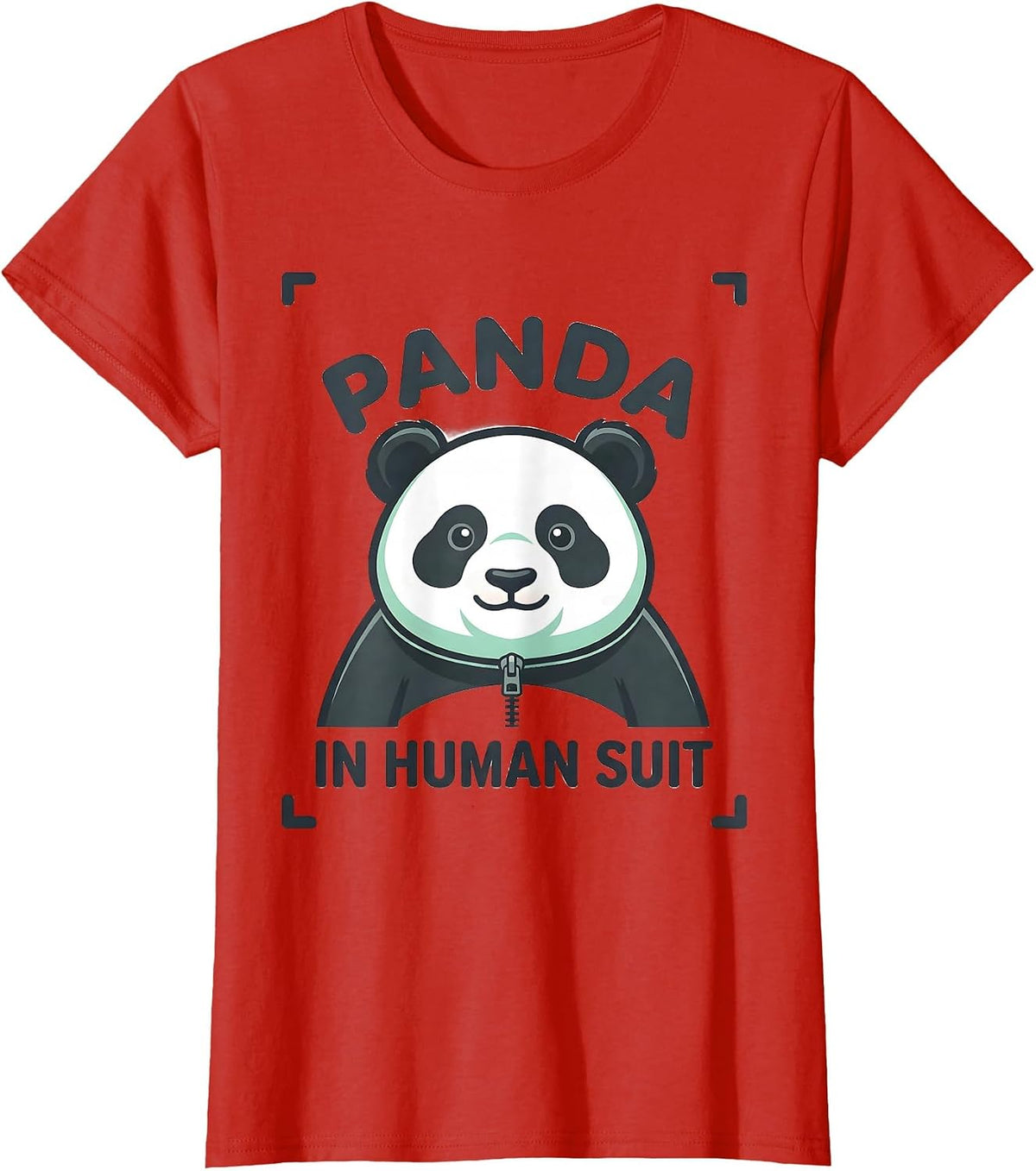 Panda, In Human Suit Cute Kawaii Halloween No-Costume Animal T-Shirt - Red