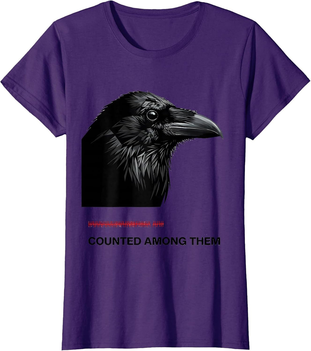 Women's Counted Among Them Crow Silhouette Bird Lover Humor T-Shirt - Purple