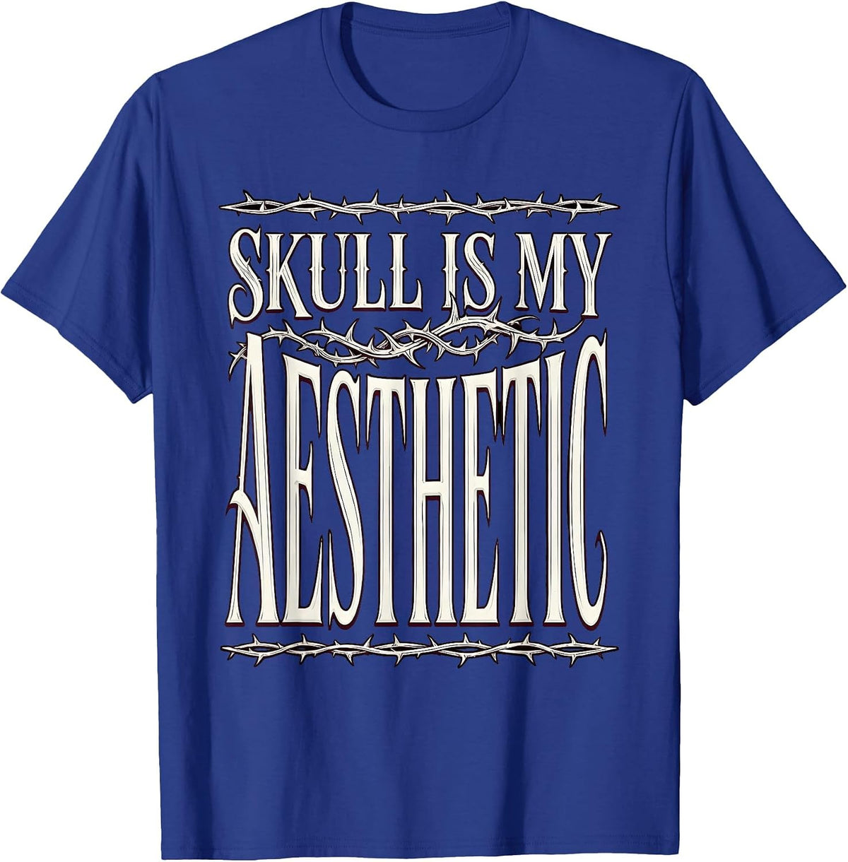 Skull Is My Aesthetic Goth Dark Art Design T-Shirt - Royal Blue