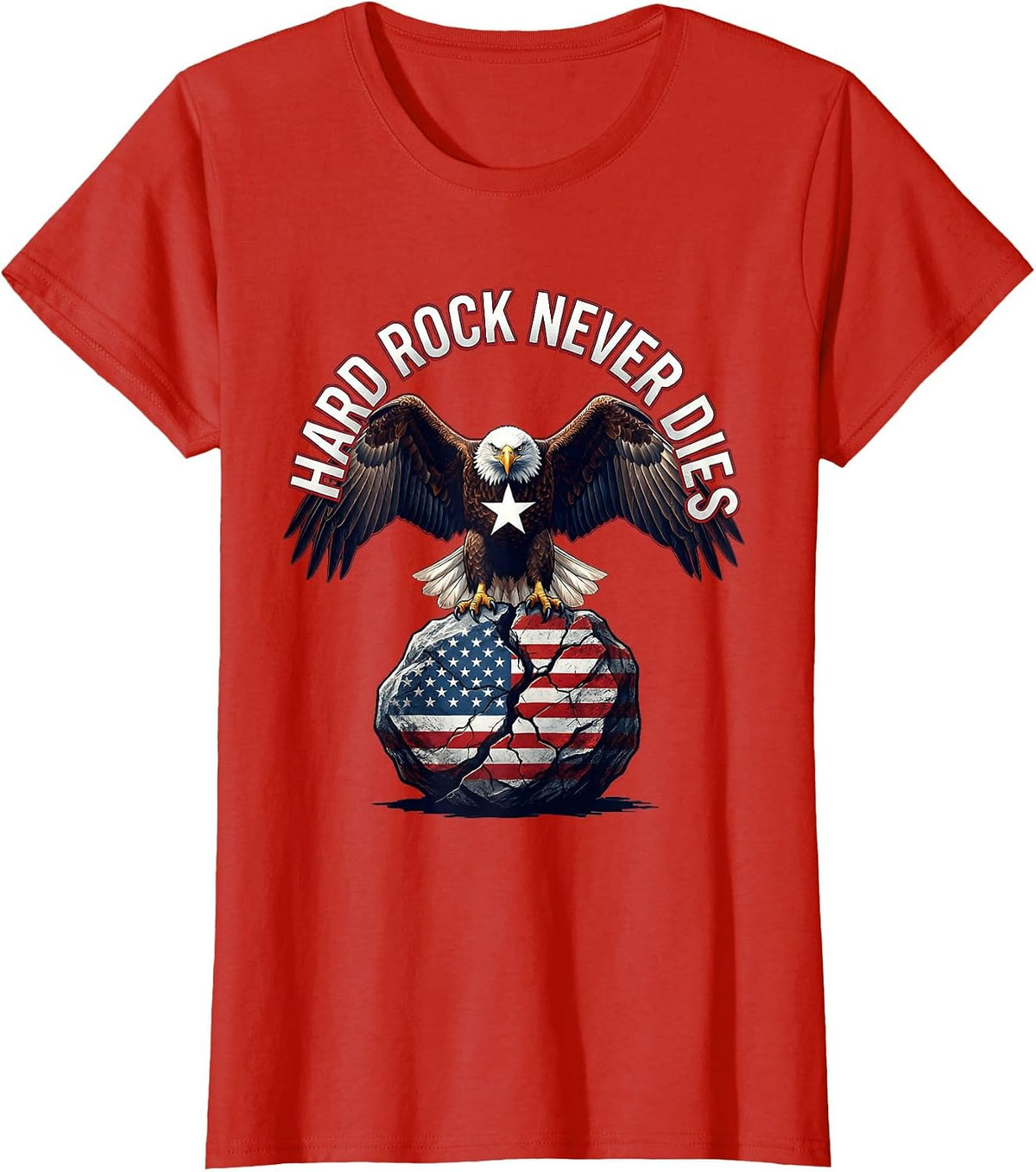 Hard Rock Never Dies Bold Rock Men Design T-Shirt - Red