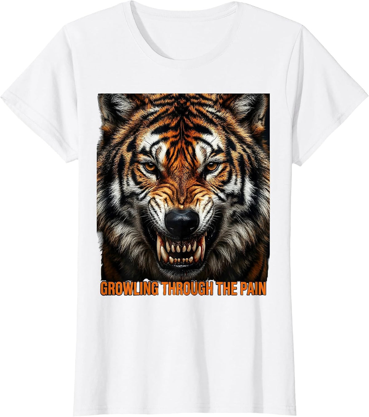 Women's Growling Through the Pain Death Metal Design T-Shirt - White