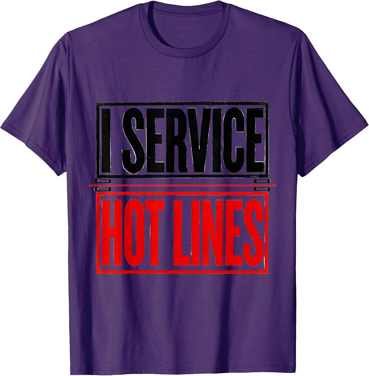Men's I Service Hot Lines Funny Electrician Skeleton Trade Worker T-Shirt - Purple
