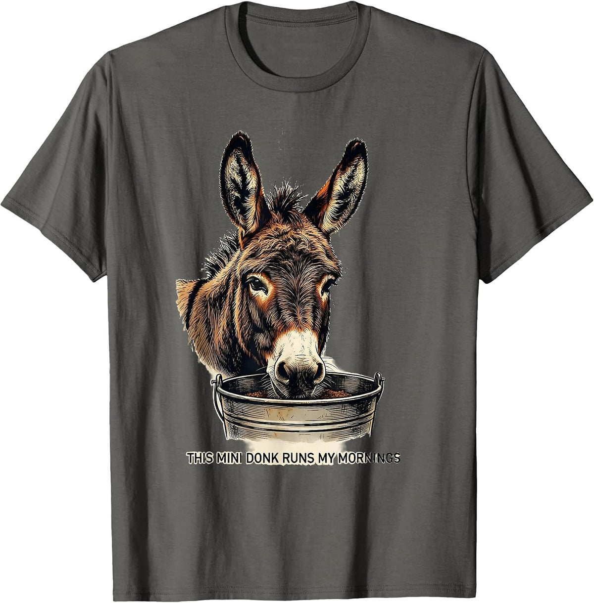 This Mini Donk Runs My Mornings Vintage Funny Donkey Lover T-Shirt - Asphalt Grey