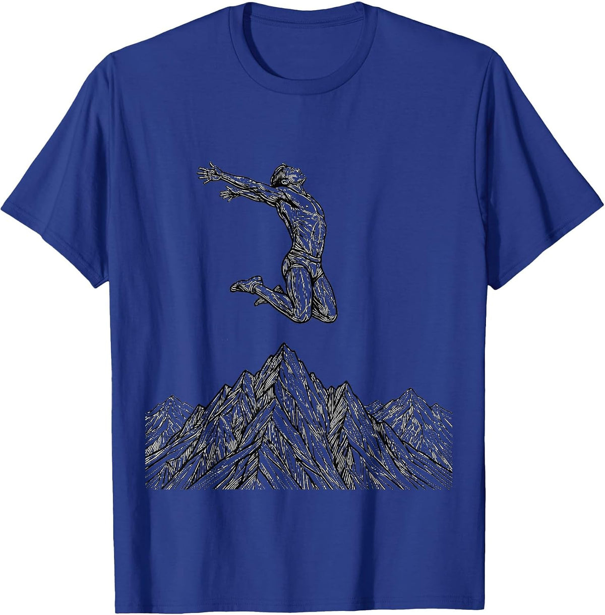 Men's Mountain Peak Jump Athleisure Graphic Design T-Shirt - Royal Blue