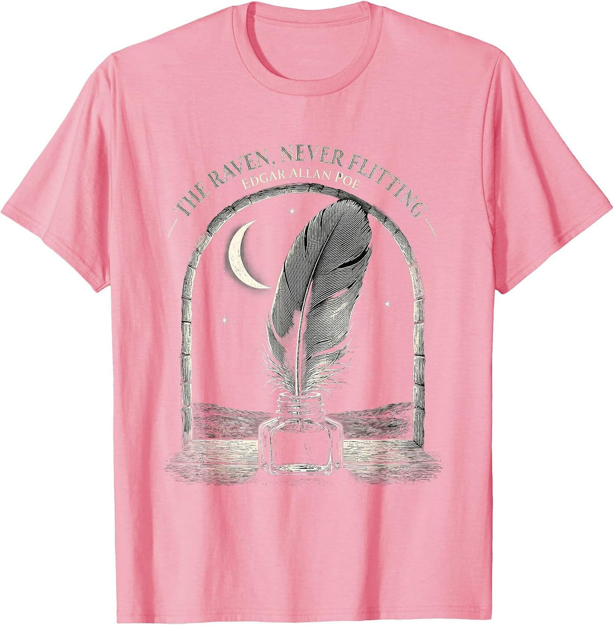 Men's The Raven, Never Flitting Edgar Allan Poe Gothic T-Shirt - Pink