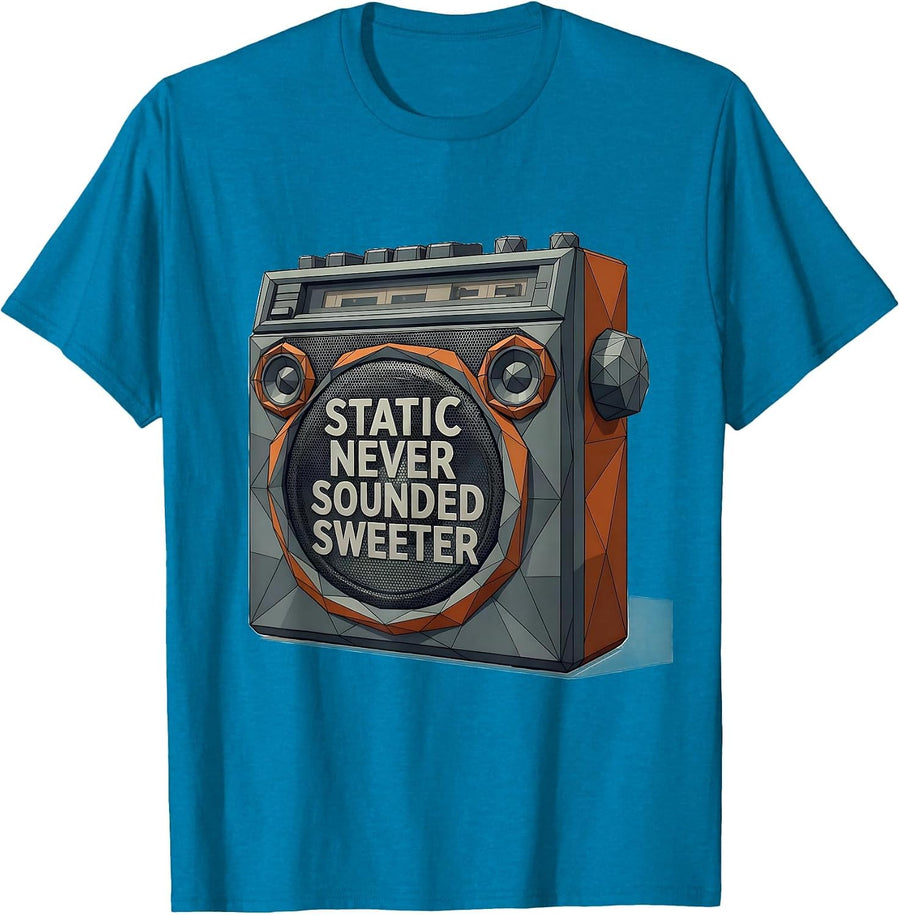 Static Never Sounded Sweeter Grunge Music Design T-Shirt - Sapphire Blue