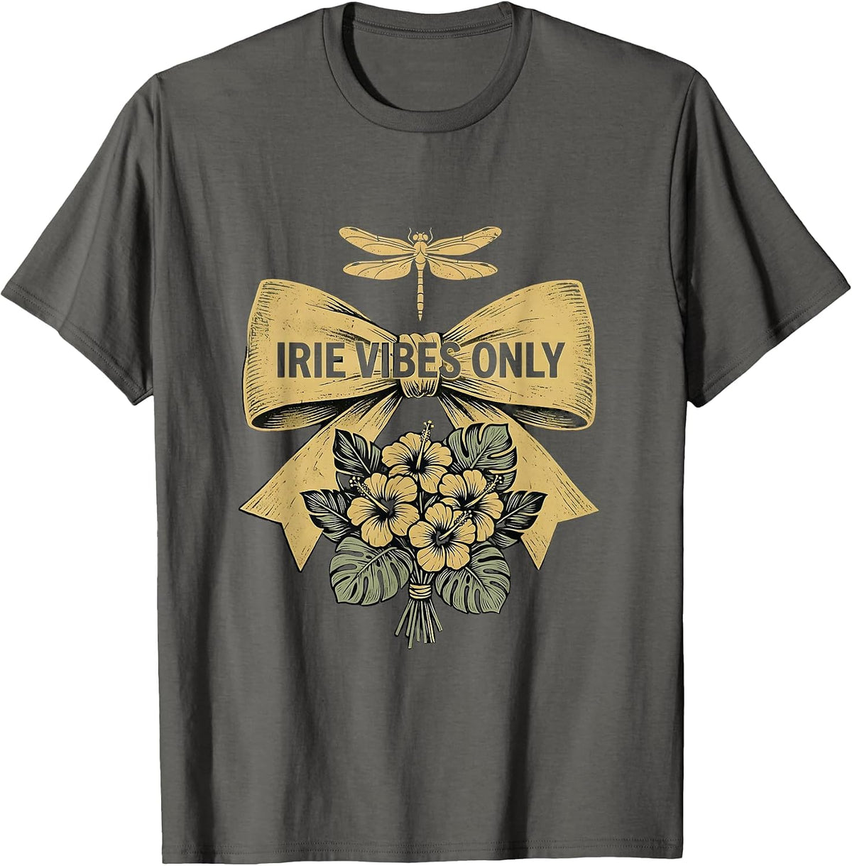 Irie Vibes Only Jamaican Reggae Design T-Shirt - Asphalt Grey