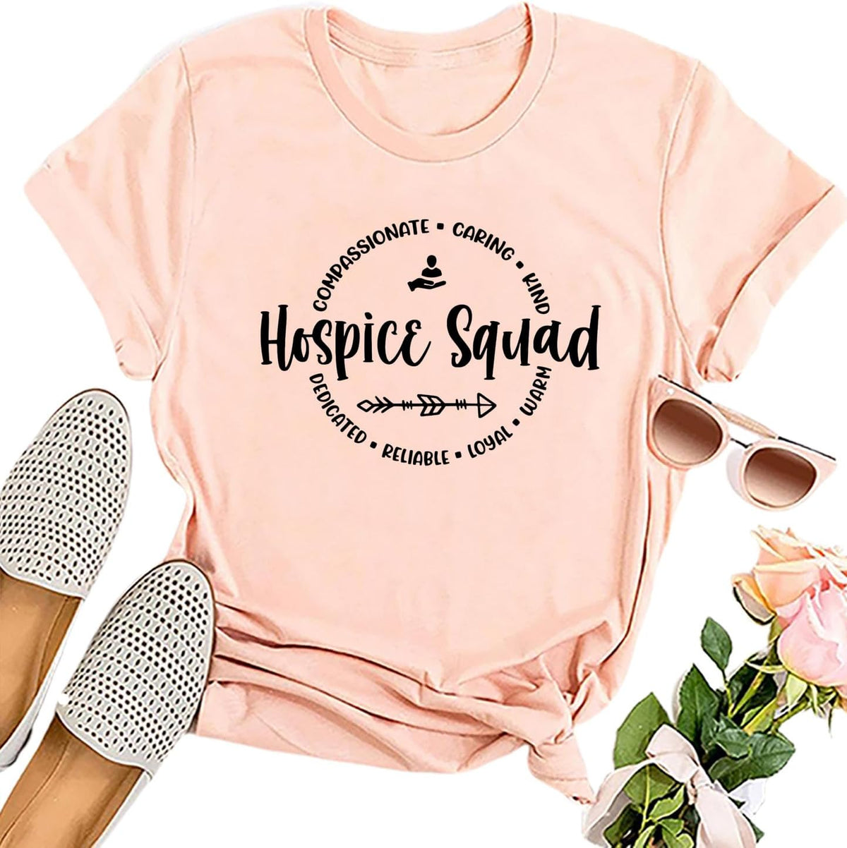 Women's Hospice Squad T-Shirt Care Giver Appreciation Tee Tops Nurse Worker Caregiver Team Gift - Pink