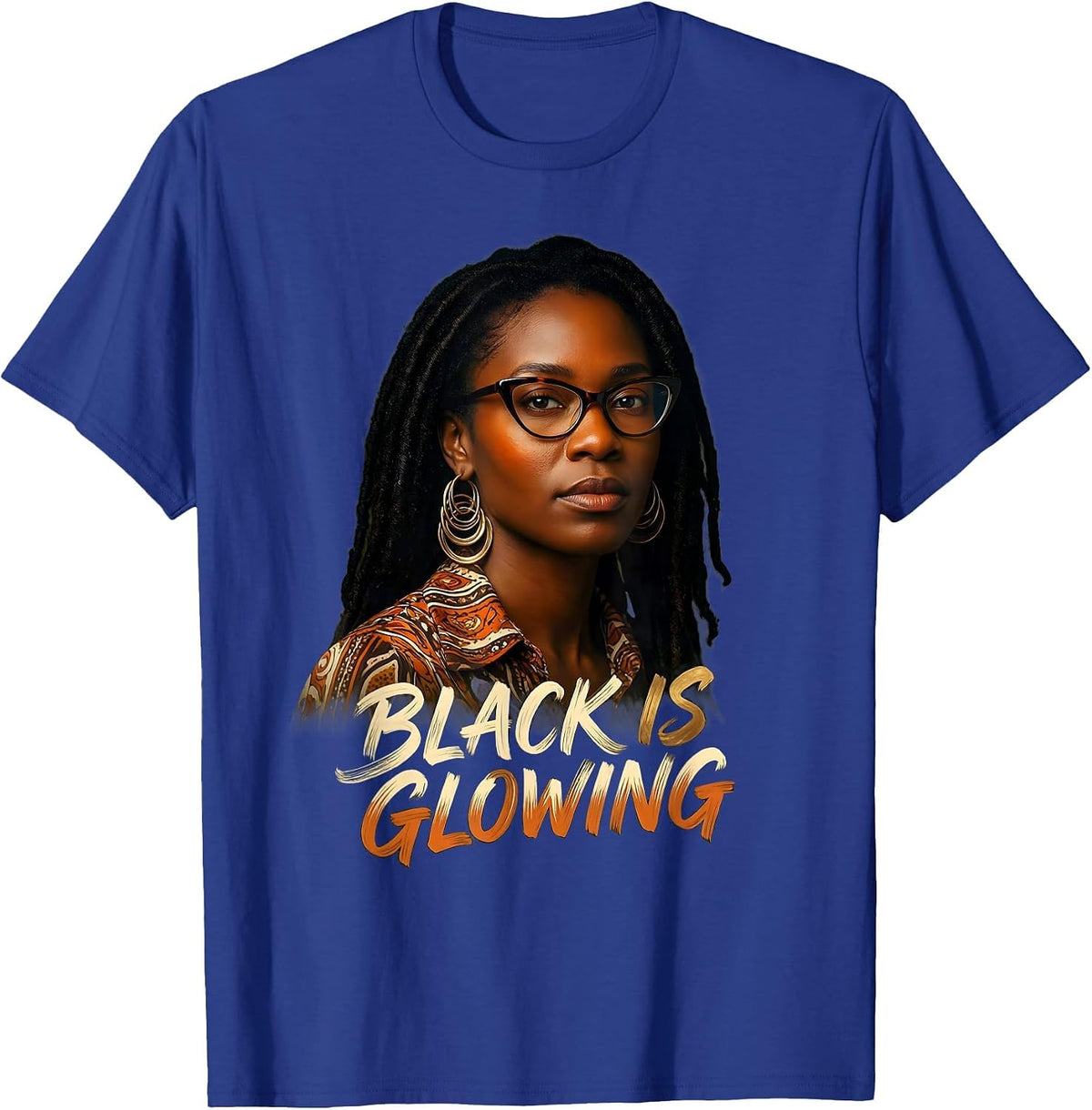 Black Is Glowing Sign Painter Showcard Afro Pride Casual T-Shirt - Royal Blue