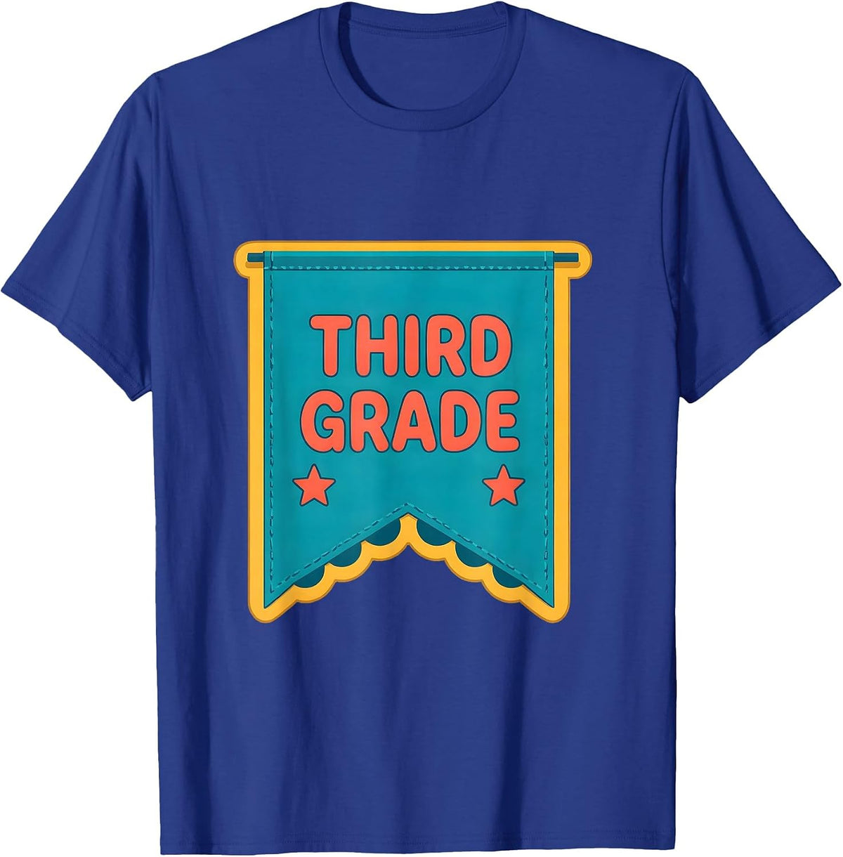 Third Grade Flat Vector Pennant Back To School Girl T-Shirt - Royal Blue