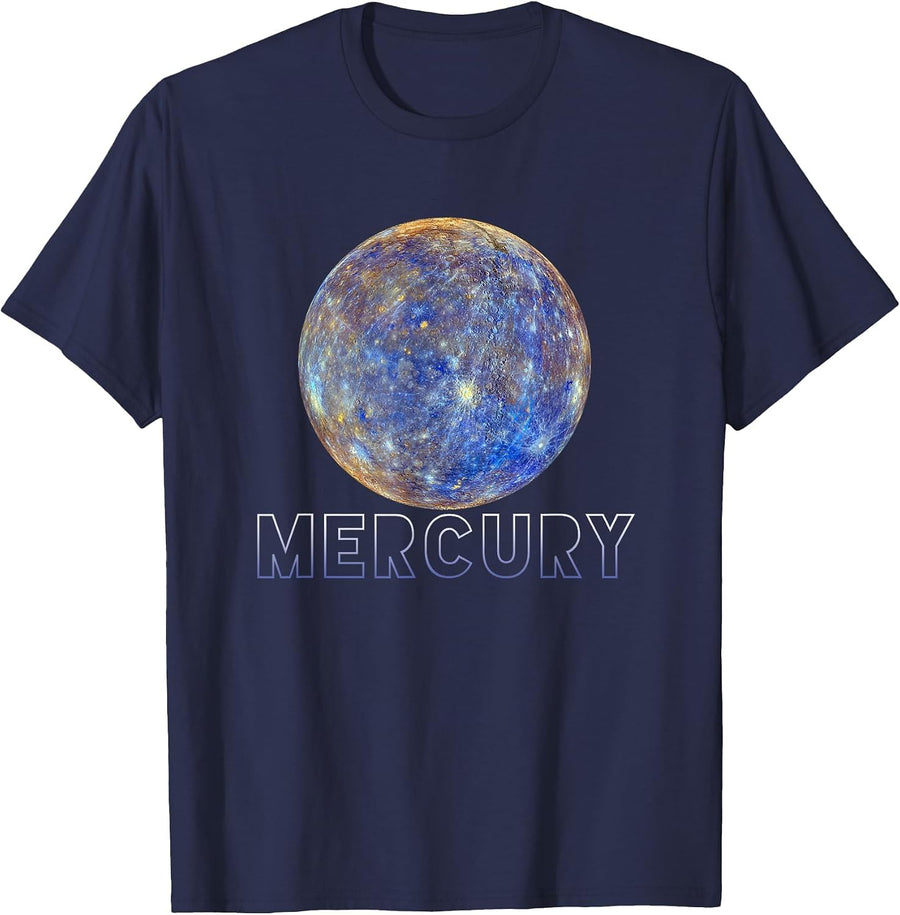 Mercury/Solar System Planet T-Shirt - Navy Blue