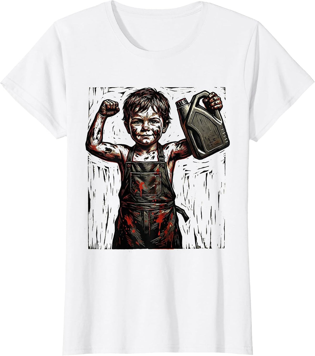 Women's Teach Kids to Change Oil Graphic Design T-Shirt - White