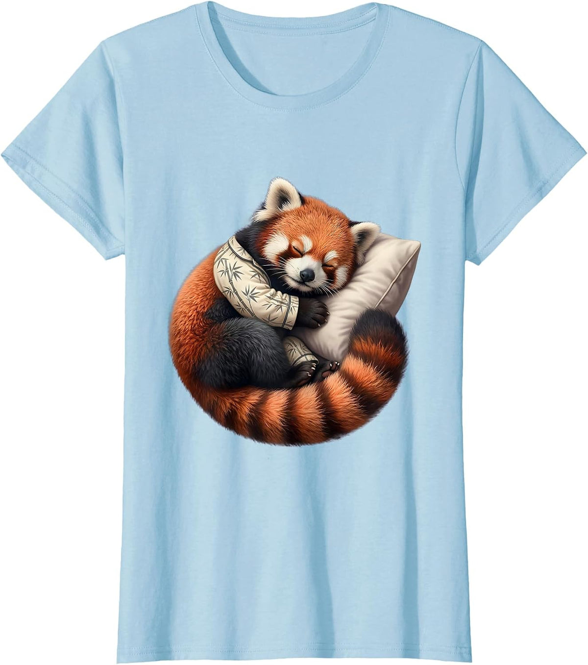 Women's Sleepy Red Panda Cute Kawaii Pajama Animal Lover T-Shirt - Baby Blue